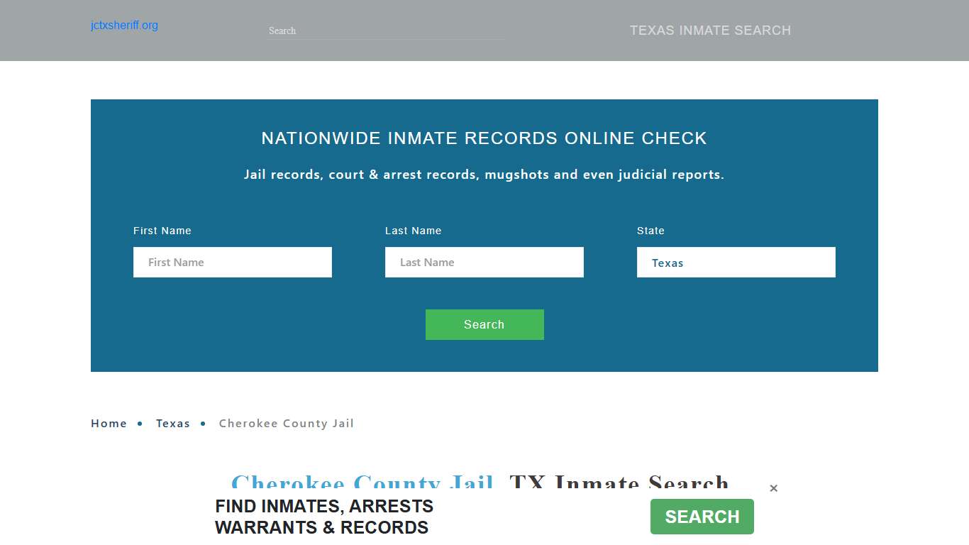 Cherokee County Jail, TX Inmate Search, Visitation Hours